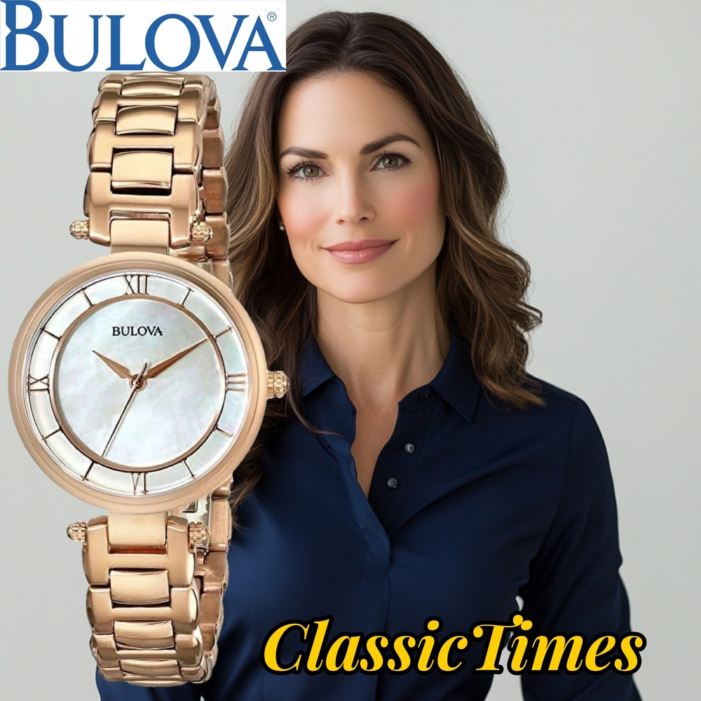 **BRAND NEW** Ladies' Bulova Rose-Tone Watch with Mother-of-Pearl Dial